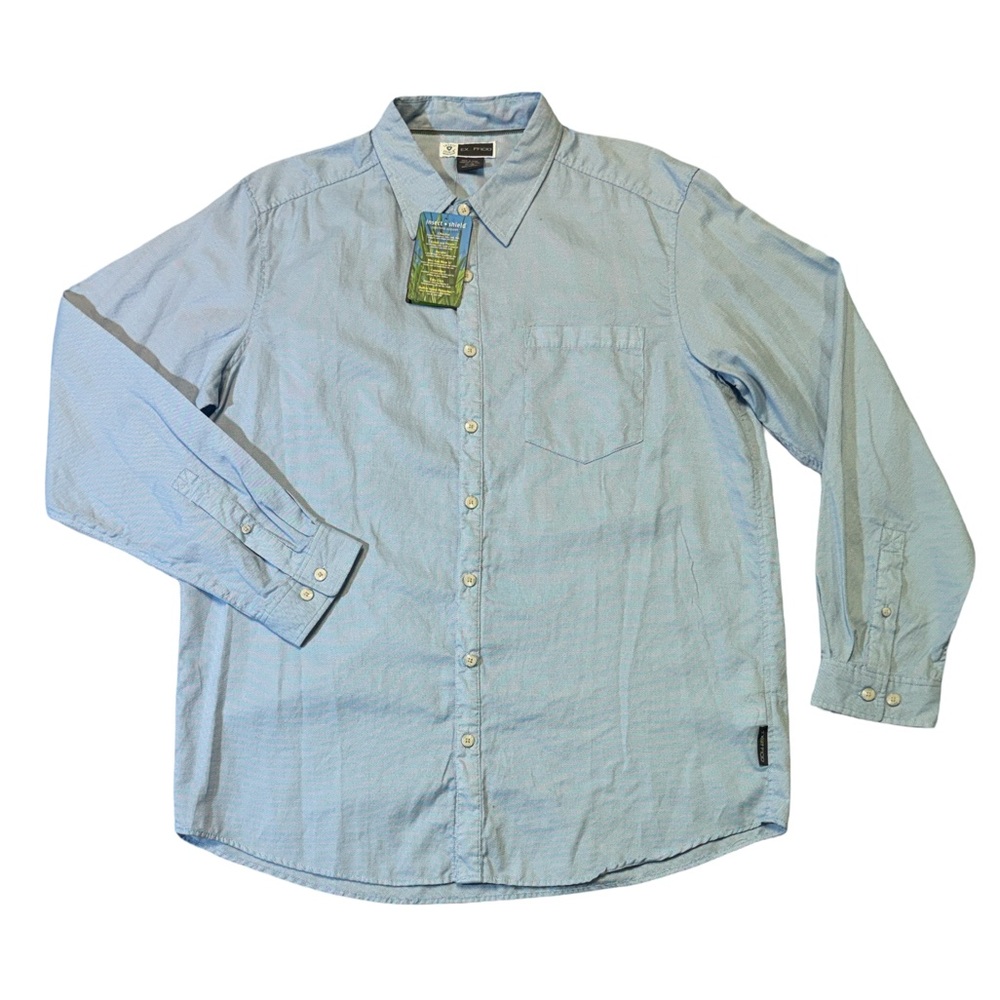 NEW Exofficio mens XL light blue insect shield blue button up outdoor shirt NWT
